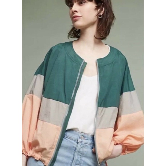 Anthropologie Jackets & Blazers - NWOT Anthropologie $88 Elevenses Colorblock Full Zip Windbreaker Jacket - M/L